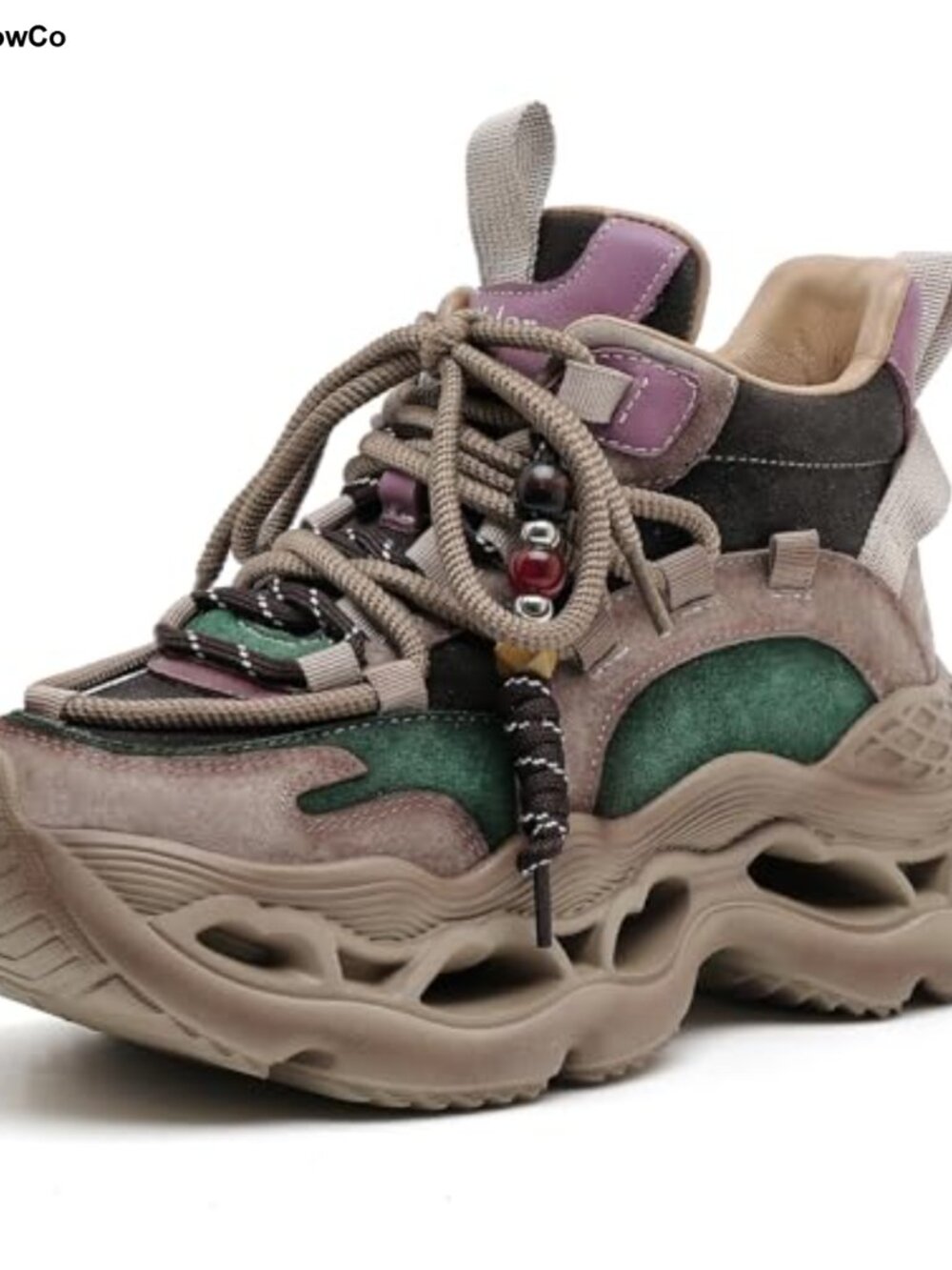 Womens Chunky Platform Wedge Walking Shoes Non-Slip Lace Up Comfort Sneaker
